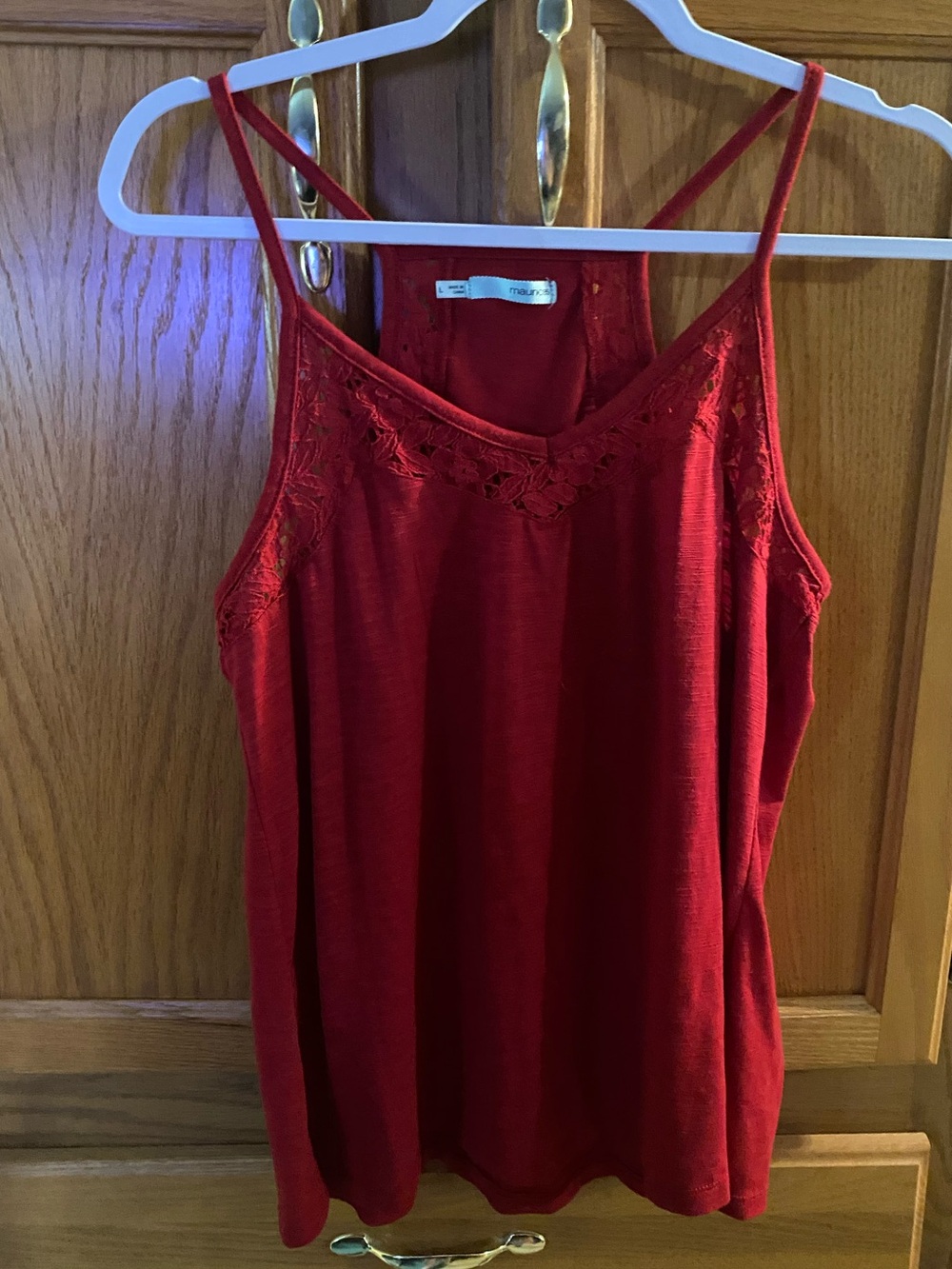 Maurices Red Lace-Trim Spaghetti Strap Camisole